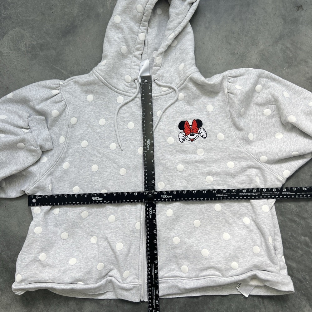 Disney Hoodie Womens Gray White Minnie Mouse Polka Dot Zip Parks 2Xl Sku195 - Picture 2 of 4